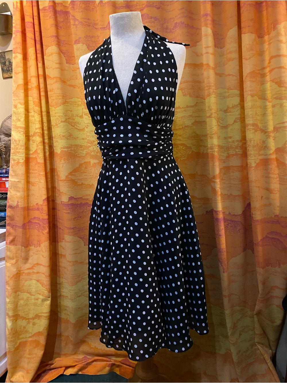 Twenty-One Black and White Polka Dot Halter Midi Dress